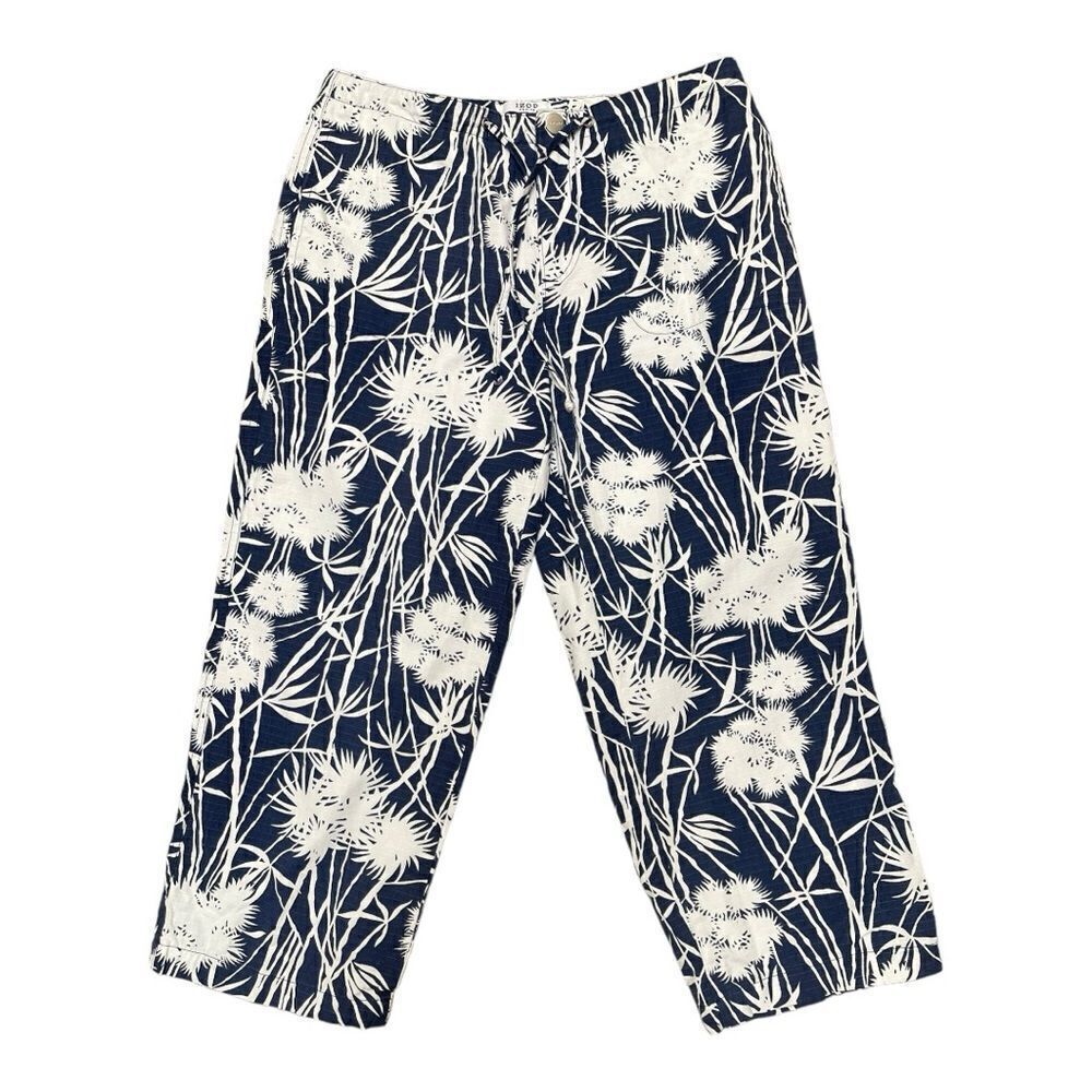 Vintage IZOD Petite Women's Capri's 6P Blue White Fireworks Floral EUC Cotton